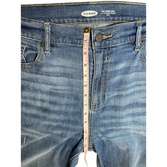 Old Navy The Power Jeans Straight Ankle Size 16 Womens Blue Denim Destroyed Fray - Picture 6 of 10